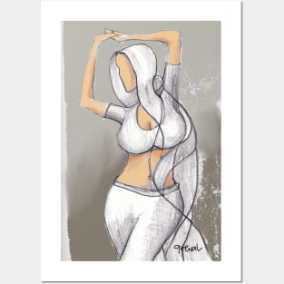 White Sari Posters and Art